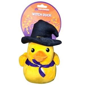 FuzzYard 10" Dog Toy w/ Squeaker Yellow Halloween Witch Duck Machine Washable